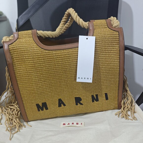 Marni Fringed Straw Tote - Picture 1 of 7
